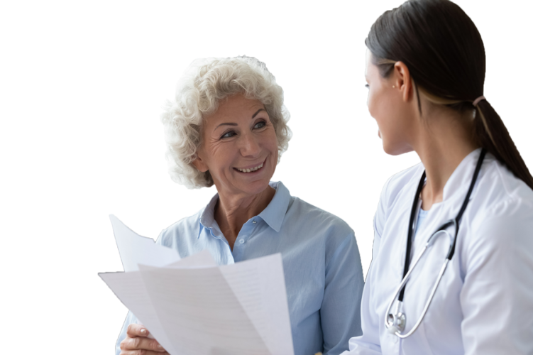 Medicare Age. Doctor and Patient.